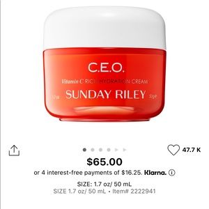 NEW Sunday Riley CEO Vit C Rich Hydration Cream